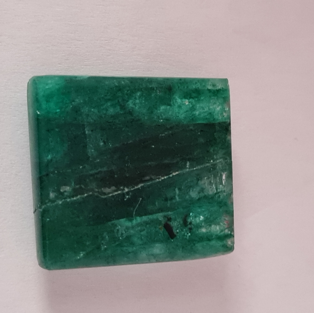 Rectangular Emerald Flower Sculpted - image 2